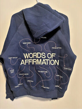 Dandy Worldwide Words of Affirmation Oversized Lux Hoodie in Blue Hoodie